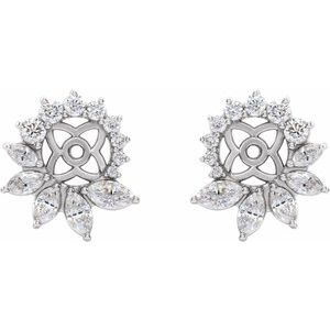 14K White 7/8 CTW Natural Diamond Earring Jackets with 6 mm ID