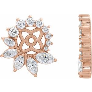 14K Rose 7/8 CTW Natural Diamond Earring Jackets with 6 mm ID