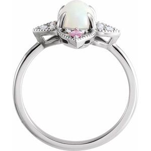 Platinum Natural Ethiopian Opal, Natural Pink Sapphire & .05 CTW Natural Diamond Ring