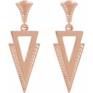 14K Rose Geometric Dangle Earrings