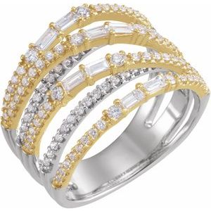 14K White/Yellow 1 CTW Natural Diamond Negative Space Ring