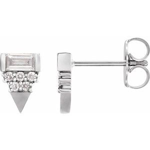 14K White 1/4 CTW Natural Diamond Geometric Earrings