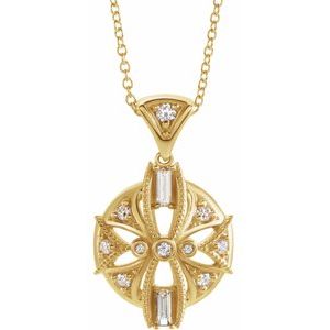 14K Yellow 1/4 CTW Natural Diamond Vintage-Inspired 16-18" Necklace