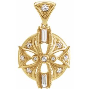 14K Yellow 1/4 CTW Natural Diamond Vintage-Inspired Pendant