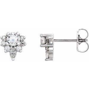 Platinum Natural White Sapphire & 1/6 CTW Natural Diamond Earrings