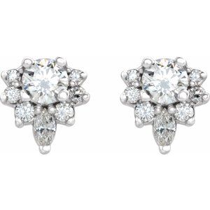 Sterling Silver Natural White Sapphire & 1/6 CTW Natural Diamond Earrings
