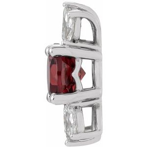 14K White Natural Mozambique Garnet & 1/5 CTW Natural Diamond Pendant