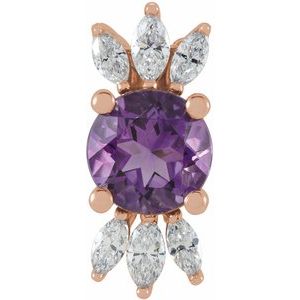 14K Rose Natural Amethyst & 1/5 CTW Natural Diamond Pendant