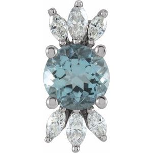 Platinum Natural Aquamarine & 1/5 CTW Natural Diamond Pendant