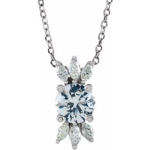 Sterling Silver Natural White Sapphire & 1/5 CTW Natural Diamond 16-18" Necklace