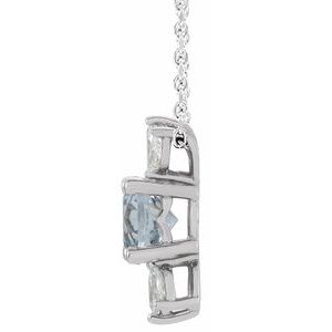 Sterling Silver Natural White Sapphire & 1/5 CTW Natural Diamond 16-18" Necklace