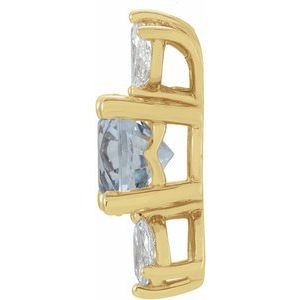 14K Yellow Natural White Sapphire & 1/5 CTW Natural Diamond Pendant