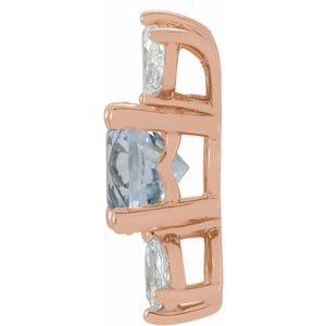 14K Rose Natural White Sapphire & 1/5 CTW Natural Diamond Pendant