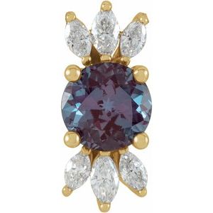14K Yellow Lab-Grown Alexandrite & 1/5 CTW Natural Diamond Pendant