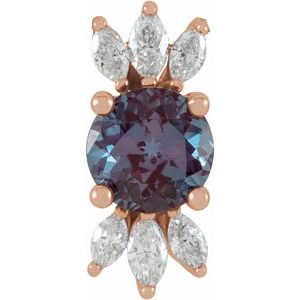 14K Rose Lab-Grown Alexandrite & 1/5 CTW Natural Diamond Pendant