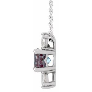 14K White Lab-Grown Alexandrite & 1/5 CTW Natural Diamond 16-18" Necklace
