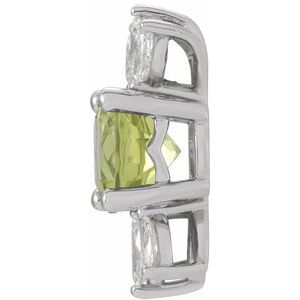 Sterling Silver Natural Peridot & 1/5 CTW Natural Diamond Pendant
