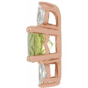 14K Rose Natural Peridot & 1/5 CTW Natural Diamond Pendant