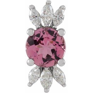Sterling Silver Natural Pink Tourmaline & 1/5 CTW Natural Diamond Pendant