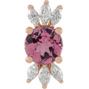 14K Rose Natural Pink Tourmaline & 1/5 CTW Natural Diamond Pendant