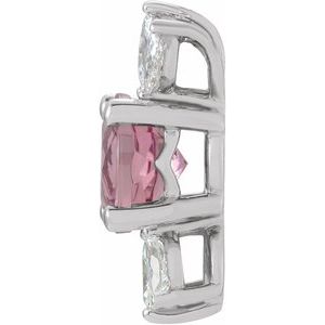 Sterling Silver Natural Pink Tourmaline & 1/5 CTW Natural Diamond Pendant