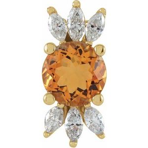 14K Yellow Natural Citrine & 1/5 CTW Natural Diamond Pendant