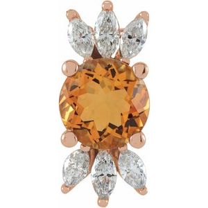 14K Rose Natural Citrine & 1/5 CTW Natural Diamond Pendant