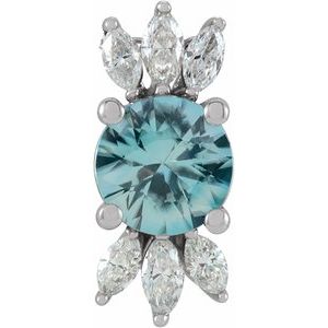 Platinum Natural Blue Zircon & 1/5 CTW Natural Diamond Pendant