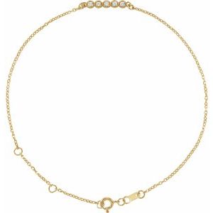 14K Yellow.07 CTW Natural Diamond Bar 6 1/2-7 1/2" Bracelet