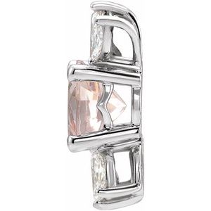 Sterling Silver Natural Pink Morganite & 1/5 CTW Natural Diamond Pendant