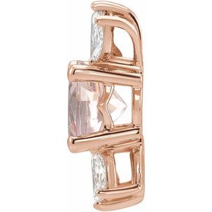 14K Rose Natural Pink Morganite & 1/5 CTW Natural Diamond Pendant