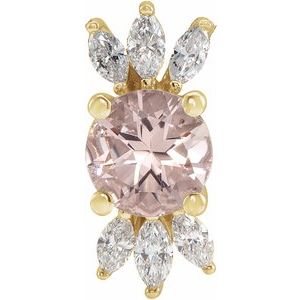 14K Yellow Natural Pink Morganite & 1/5 CTW Natural Diamond Pendant
