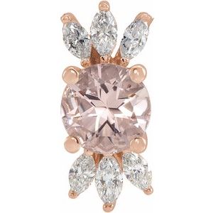 14K Rose Natural Pink Morganite & 1/5 CTW Natural Diamond Pendant