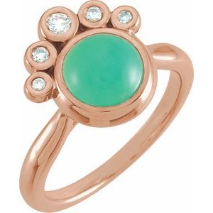 14K Rose Natural Green Chrysoprase & 1/8 CTW Natural Diamond Ring