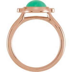 14K Rose Natural Green Chrysoprase & 1/8 CTW Natural Diamond Ring