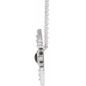14K White Natural Black Onyx & .08 CTW Natural Diamond Celestial 16-18" Necklace