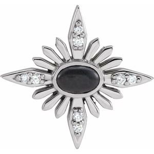 Sterling Silver Natural Black Onyx & .08 CTW Natural Diamond Celestial Pendant