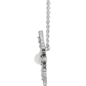 14K White Natural Rainbow Moonstone & .08 CTW Natural Diamond Celestial 16-18" Necklace