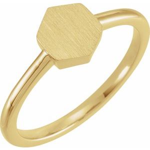 14K Yellow 9.5x8 mm Geometric Signet Ring