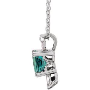Sterling Silver Lab-Grown Alexandrite & 1/6 CTW Natural Diamond 16-18" Necklace