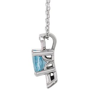 Sterling Silver Natural Aquamarine & 1/6 CTW Natural Diamond 16-18" Necklace