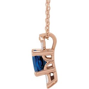 14K Rose Lab-Grown Blue Sapphire & 1/6 CTW Natural Diamond 16-18" Necklace