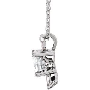 Sterling Silver Natural White Sapphire & 1/6 CTW Natural Diamond 16-18" Necklace