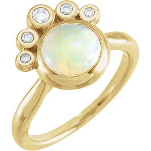14K Yellow Opal & 1/8 CTW Diamond Ring