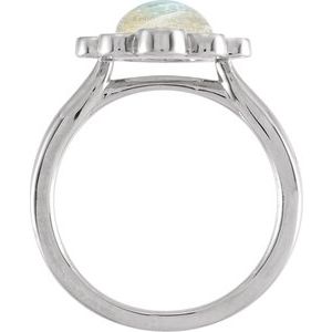 Sterling Silver Natural Rainbow Moonstone & 1/8 CTW Natural Diamond Ring