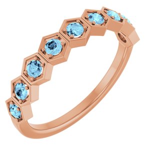 14K Rose Natural Aquamarine Stackable Ring