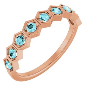 14K Rose Natural Blue Zircon Stackable Ring