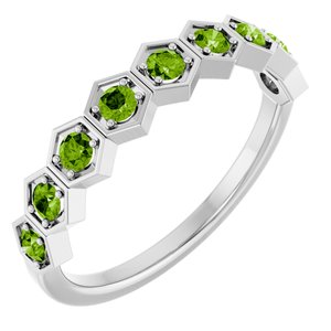 Platinum Natural Peridot Stackable Ring