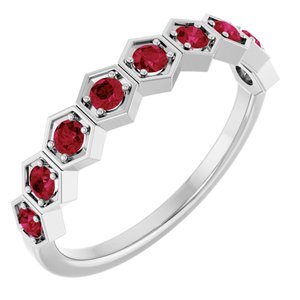 14K White Lab-Grown Ruby Stackable Ring