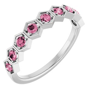 Platinum Natural Pink Tourmaline Stackable Ring